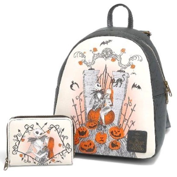 Loungefly Nightmare Before Christmas Jack & Sally Graveyard Backpack & Wallet - Picture 1 of 8